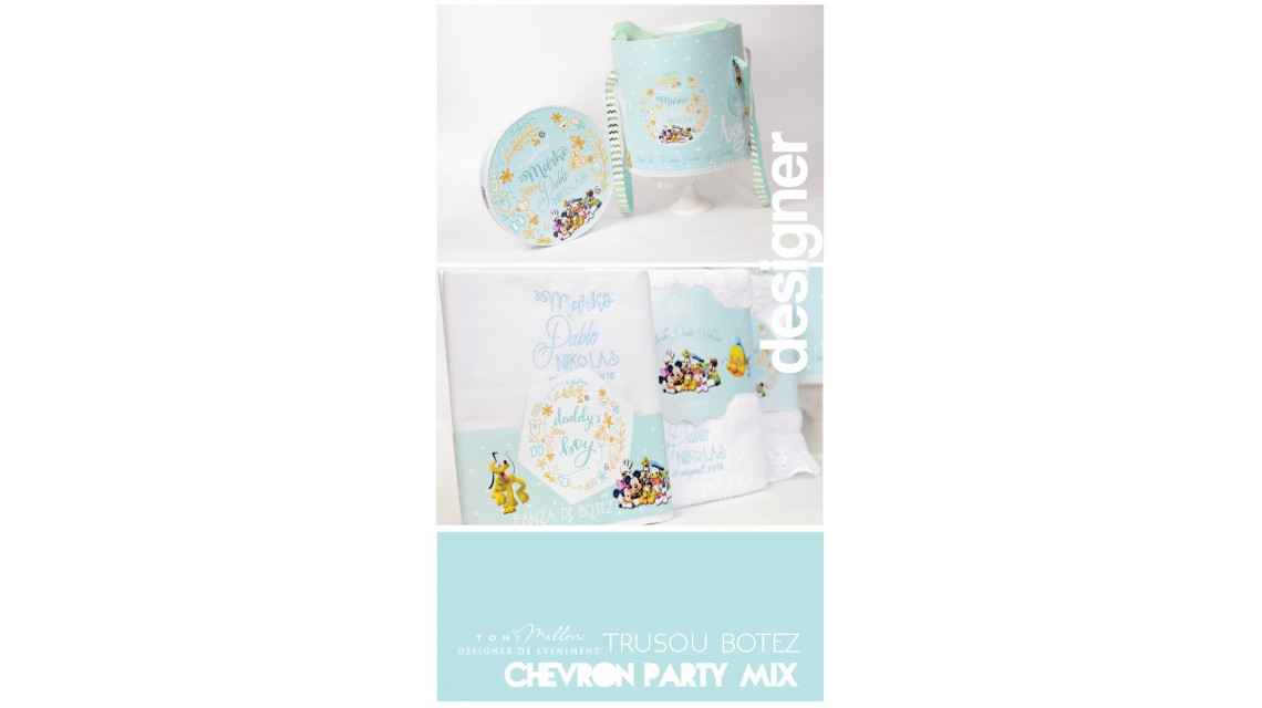 Trusou de botez brodat pentru baieti personaje din desene, Chevron Party Mix 5